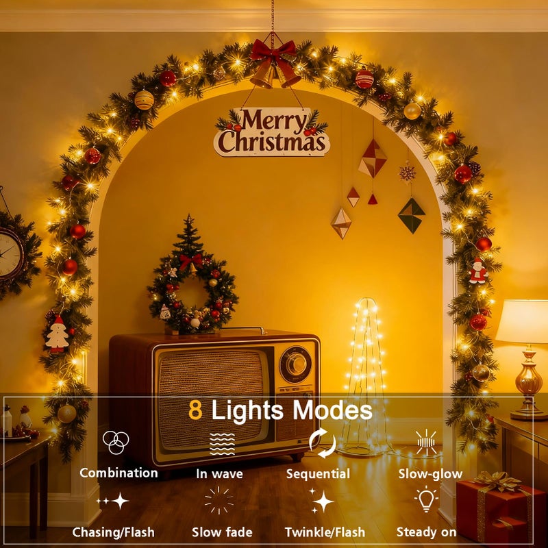 echosari Christmas String Lights Battery Powered, 33Ft 100 LED String Lights with Remote Dimmable Timer Fairy Lights for Wedding Party Garden Decor (Warm White) - Image 3